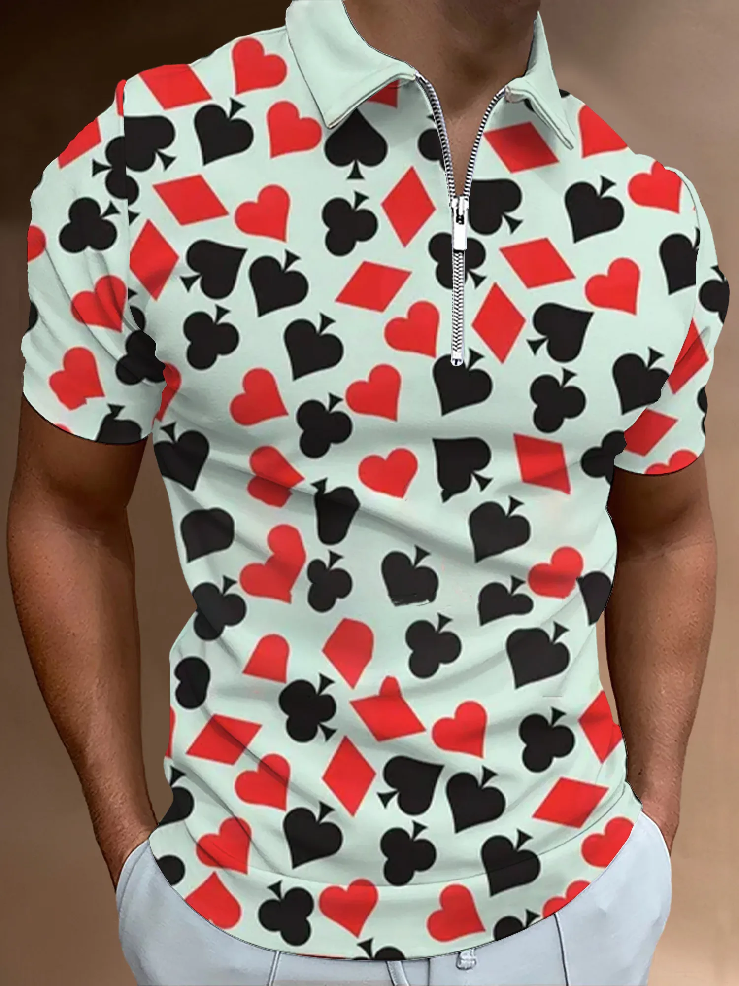 New Summer Popular Men's Printed Poker Lapel Short-Sleeved Colorful Polo Shirts Men's Clothing Casual Loose Sports Shirts Tops