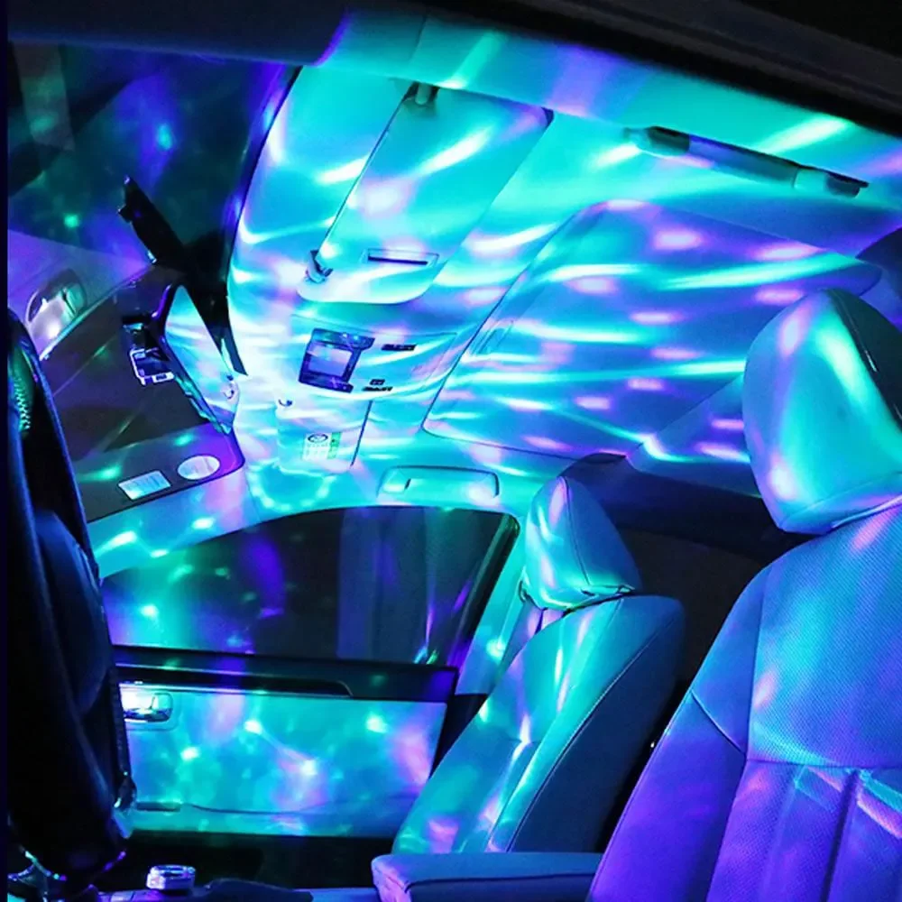 Car USB Ambient Light DJ RGB Mini Colorful Music Sound Led Apple USB Interface Holiday Party Atmosphere Interior Dome Trunk Lamp