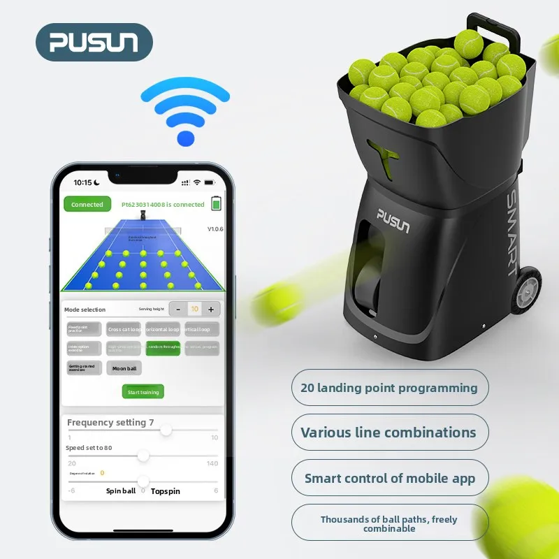 PUSUN Tennis Ball Machine PT-Smart Lite Smart Coach Machine Portable Single/Double Professional Trainer