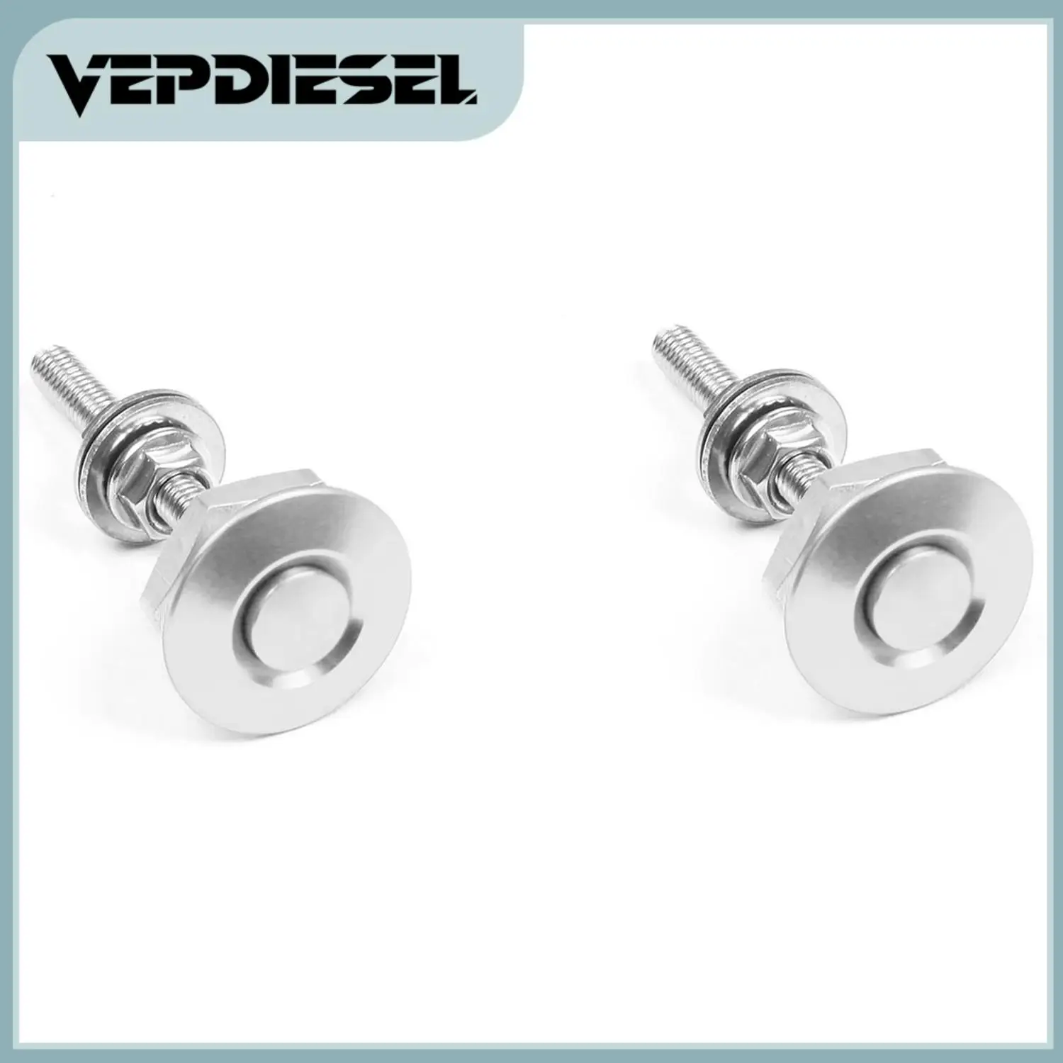 VEPDIESEL 2 PCS Silver Push-Button Aluminum Bumper Quick Release Fasteners Kit For Trunk Fender Hatch Lid Car Replacement Parts