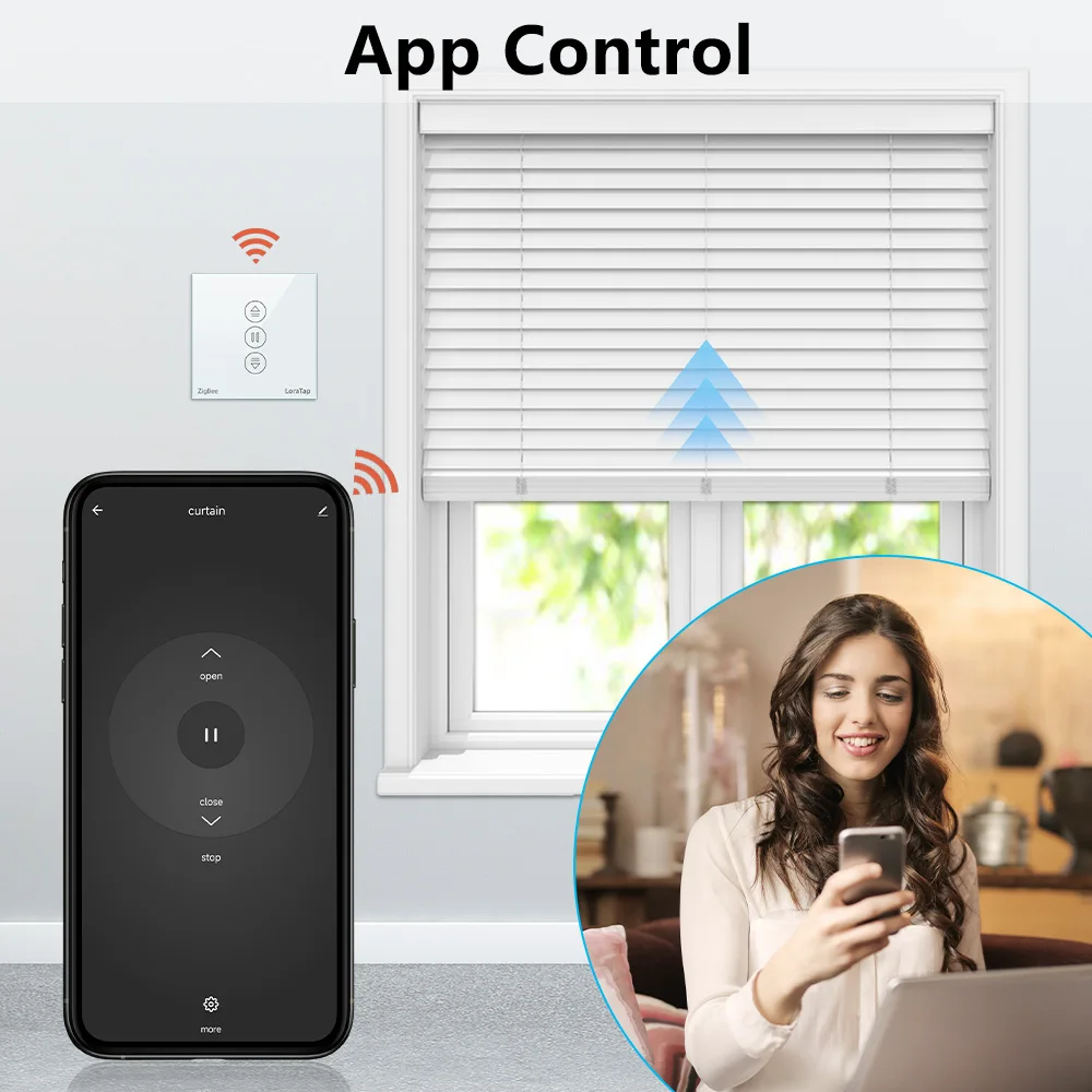 Tuya Smart ZigBee 3.0 EU Curtain Blinds Touch Switch for Electric Roller Shutter motor Google Alexa Voice Control Home Automatio