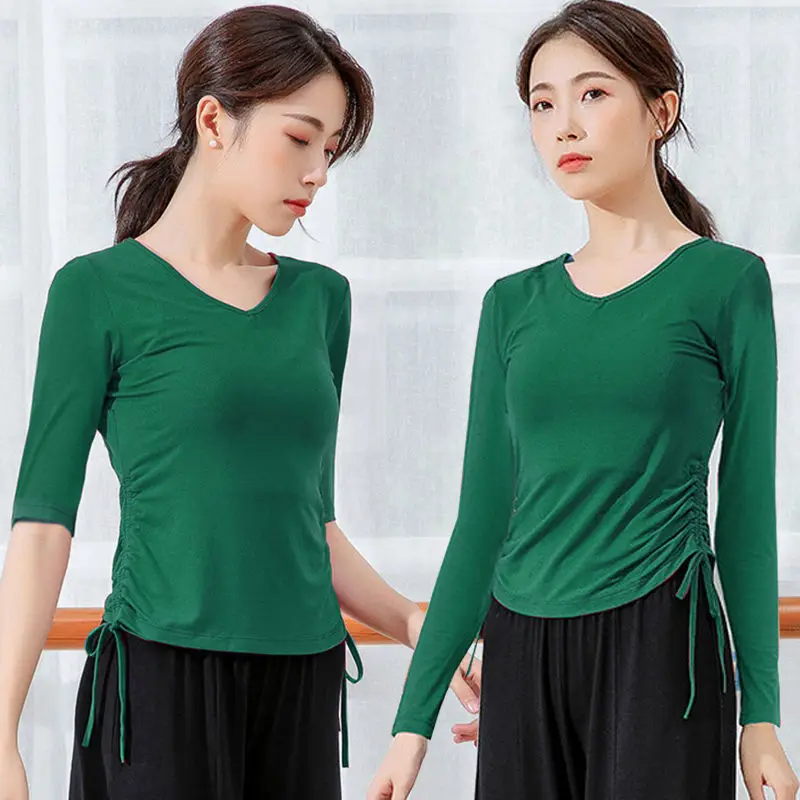 

Adult dance practice clothes, tops, women's body dancing clothes, short sleeves, modern Latin classical