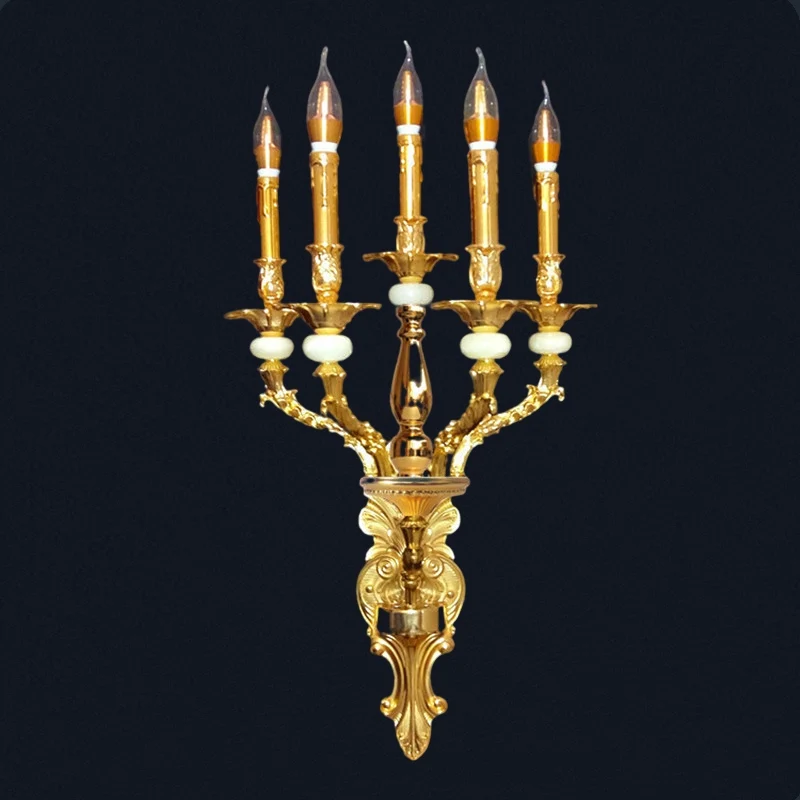 

Европейская модная хрустальная настенная лампа для спальни и гостиной, французская 5-рожковая золотая люстра для отеля, виллы, лобби, KTV, светодиодная лампа-свеча, низкая цена