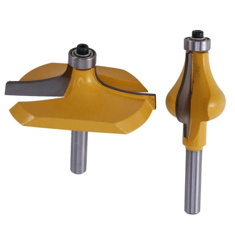 2Pc 8Mm Shank Handrail Router Bit Set - Standard/Flute Line Knife Woodworking Cutter Tenon Cutter For Woodworking Tools
