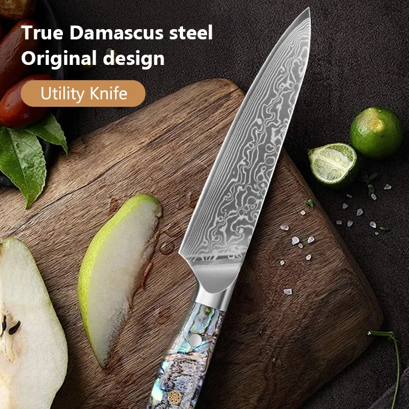 

5" Utility Knife Kitchen knife Damascus Super Sharp Excellent Quality Chef Knife japanese fruit & vegetable Knife Kitchen tools
