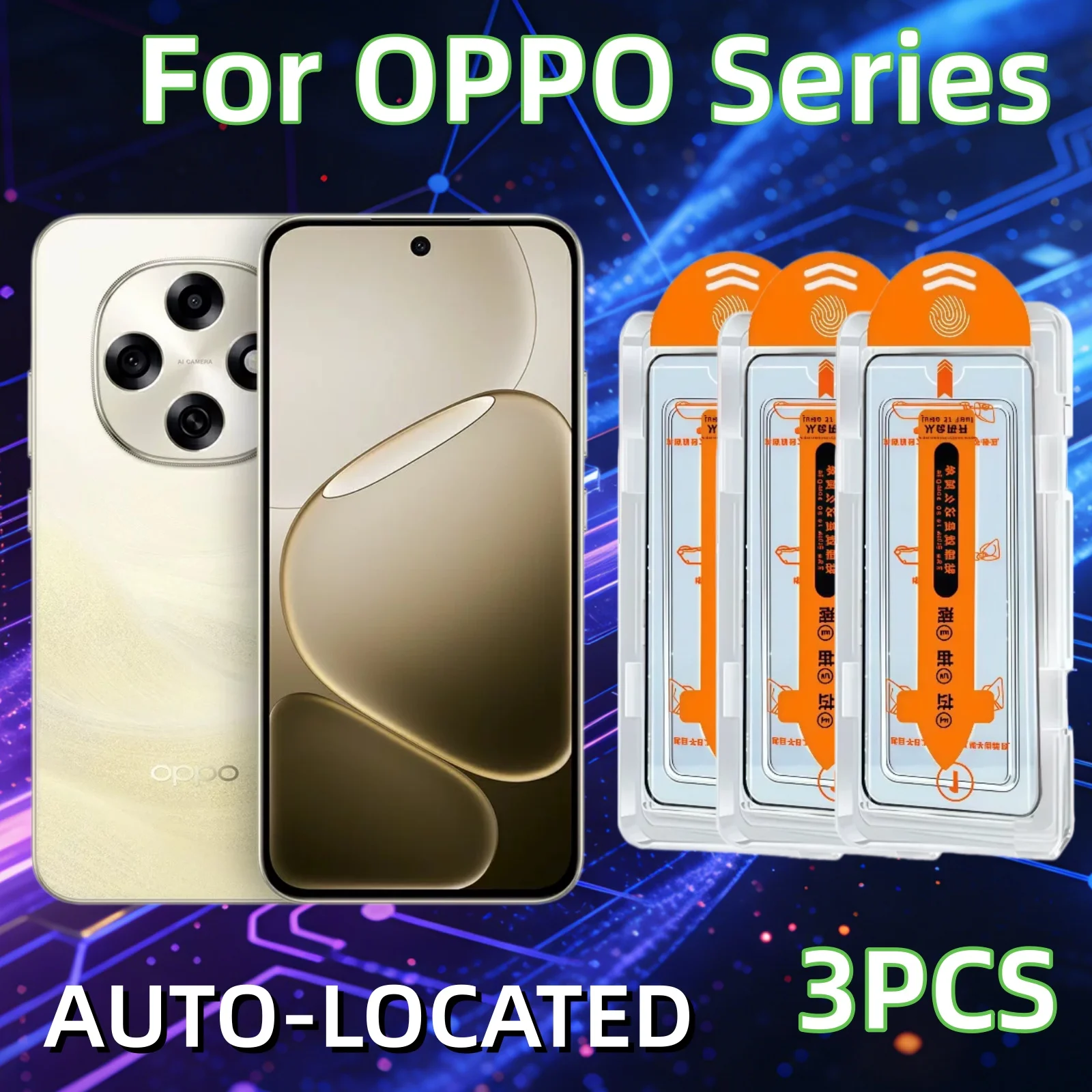 

3PCS HD Tempered Glass Screen Protector for OPPO A58/A74/A97/A93/A72/A95/A96 RENO 14 13 8 7 pro Find X9 X8 R17 15 - Pack of 3
