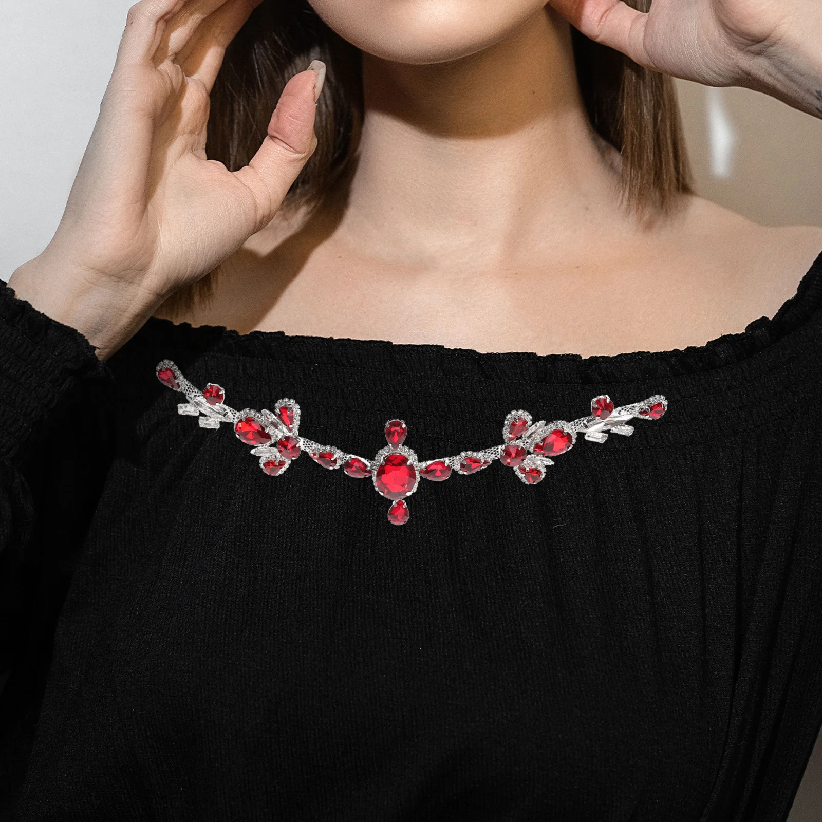 

Water Drill Flower Chain Decoration Glitter Alloy Applique Patches For Clothing Handbag Shoes Craft Diy Sewing Supplies