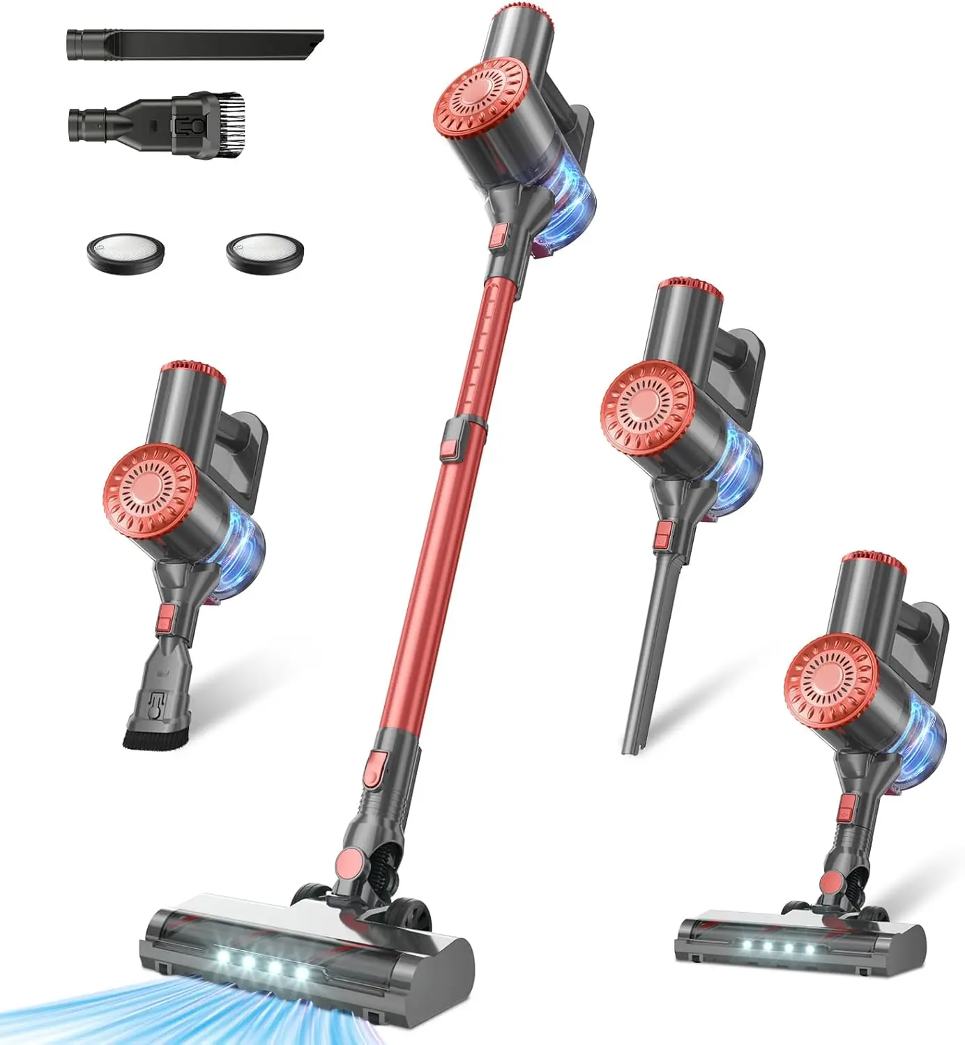 Cordless Vacuum Cleaner 40KPA Suction, Self-Standing, 8-in-1 Lightweight, 7-Layer Filtration for Carpet Pet Hair Hardwood Floors