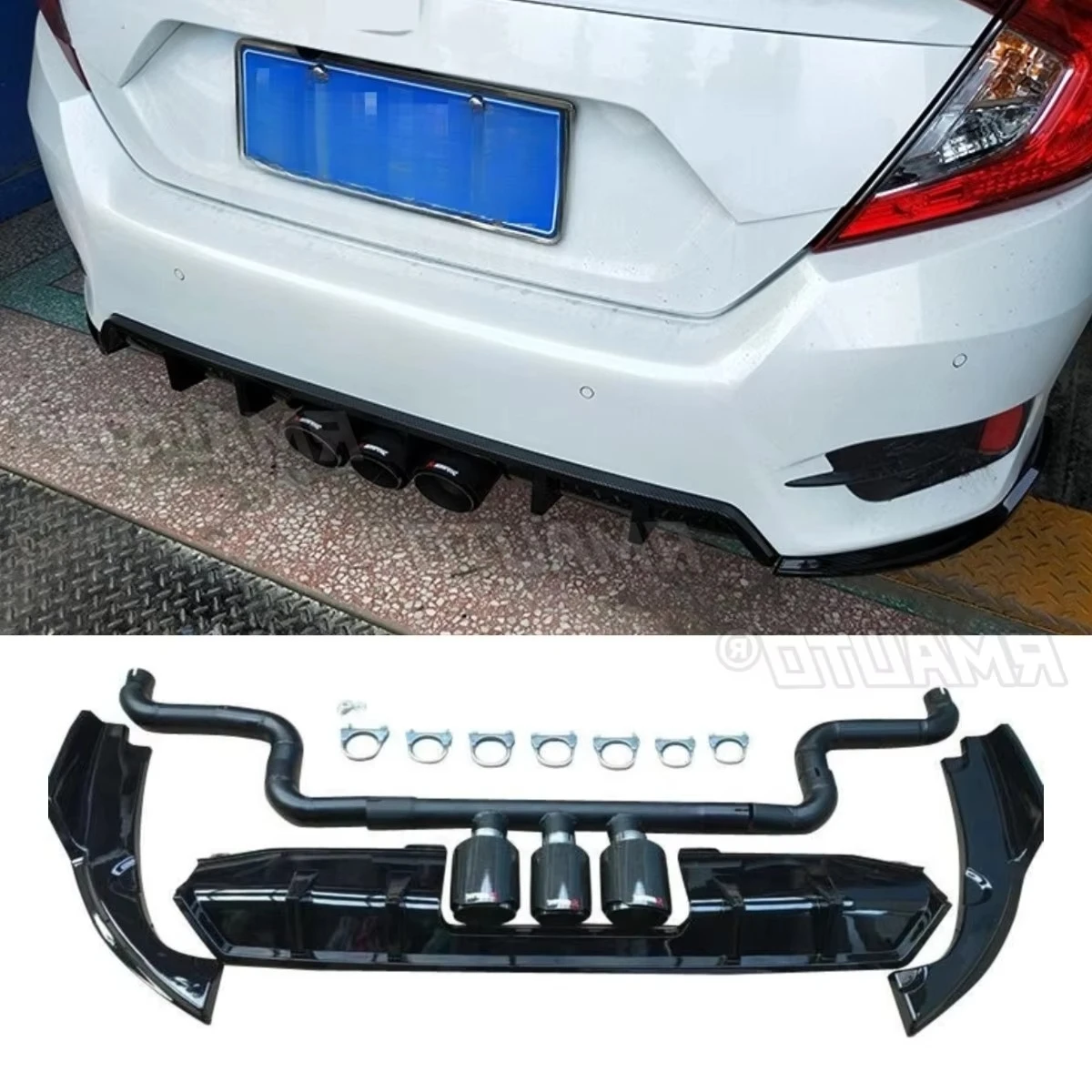 

Car Rear Bumper Spoiler Lip Rear Tail Throat Modification Part Bumper Guard Protector For Honda Civic 10th 2016-2021 TR Style