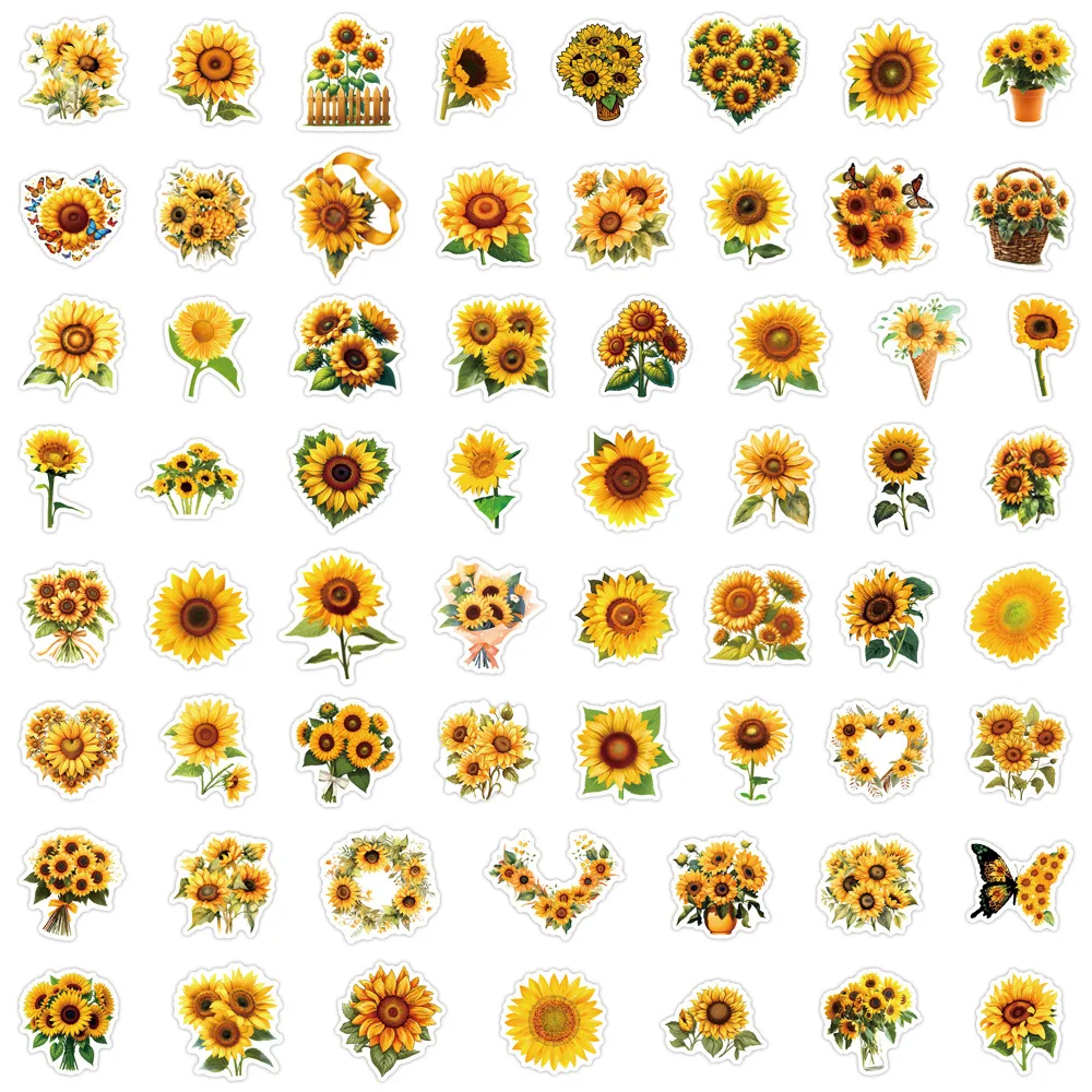 

10/60PCS Sunflowers Graffiti Stickers Cartoon Exquisite Fashion Sticker for Phone Computer Notebook Stationery DIY Toys Secret