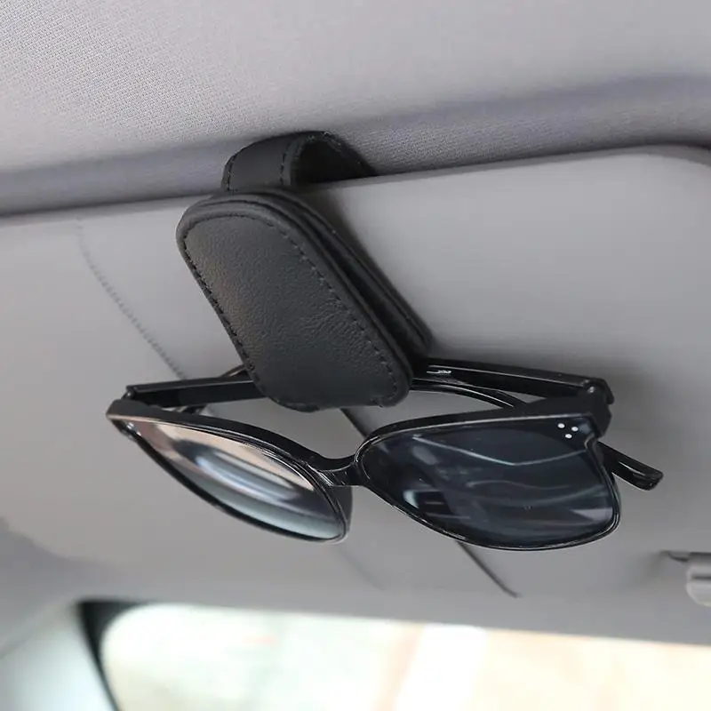 Magnetic Car Sunglasses Holder Clip, Premium Suede Leather Anti-Slip Glasses Organizer, Easy To Install Sun Visor Clip