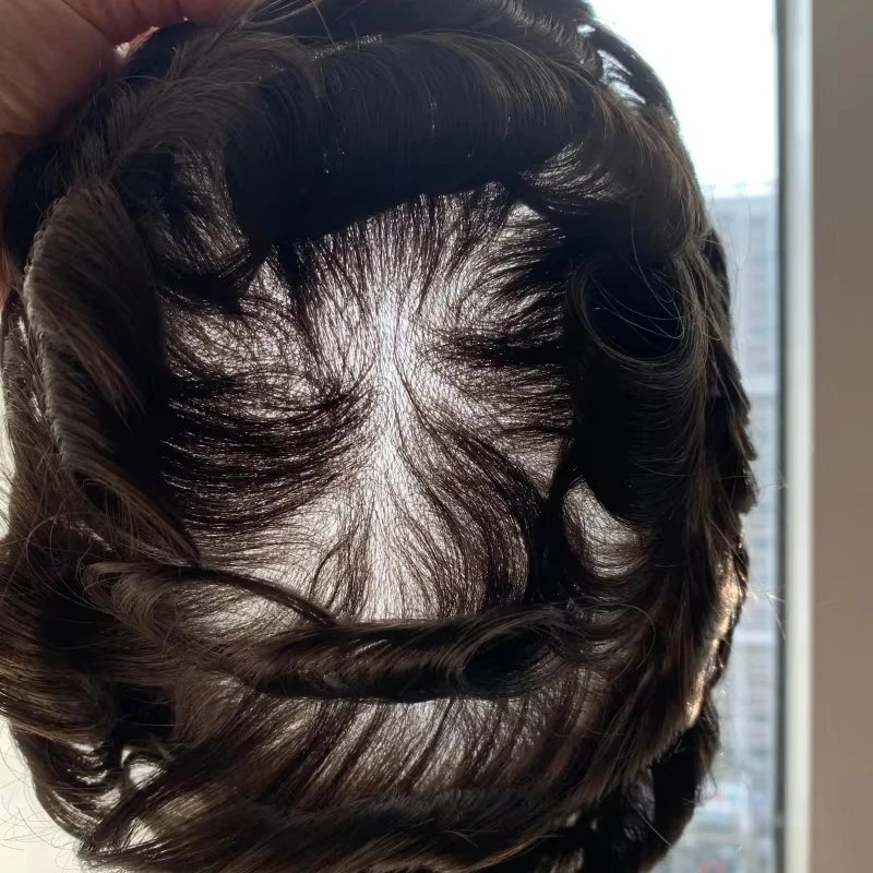 H412 Low Density 80% Density ultra Thin Skin Base 0204mm Size 8x10 Human Hair System for Men Natural Hairline Toupee Hair