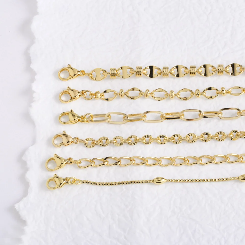 

OCESRIO Multi-type Brass Lobster Clasps Basic Necklace Chain O Link box Chain Jewelry Making Findings Wholesale Bulk cana236