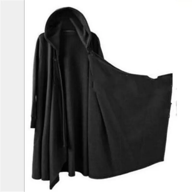 Hot Sale Dark Black Men Shawl Non Mainstream Personality Clothes Cloak Long Coat Windbreaker Autumn Gothic Street Stage Jacket