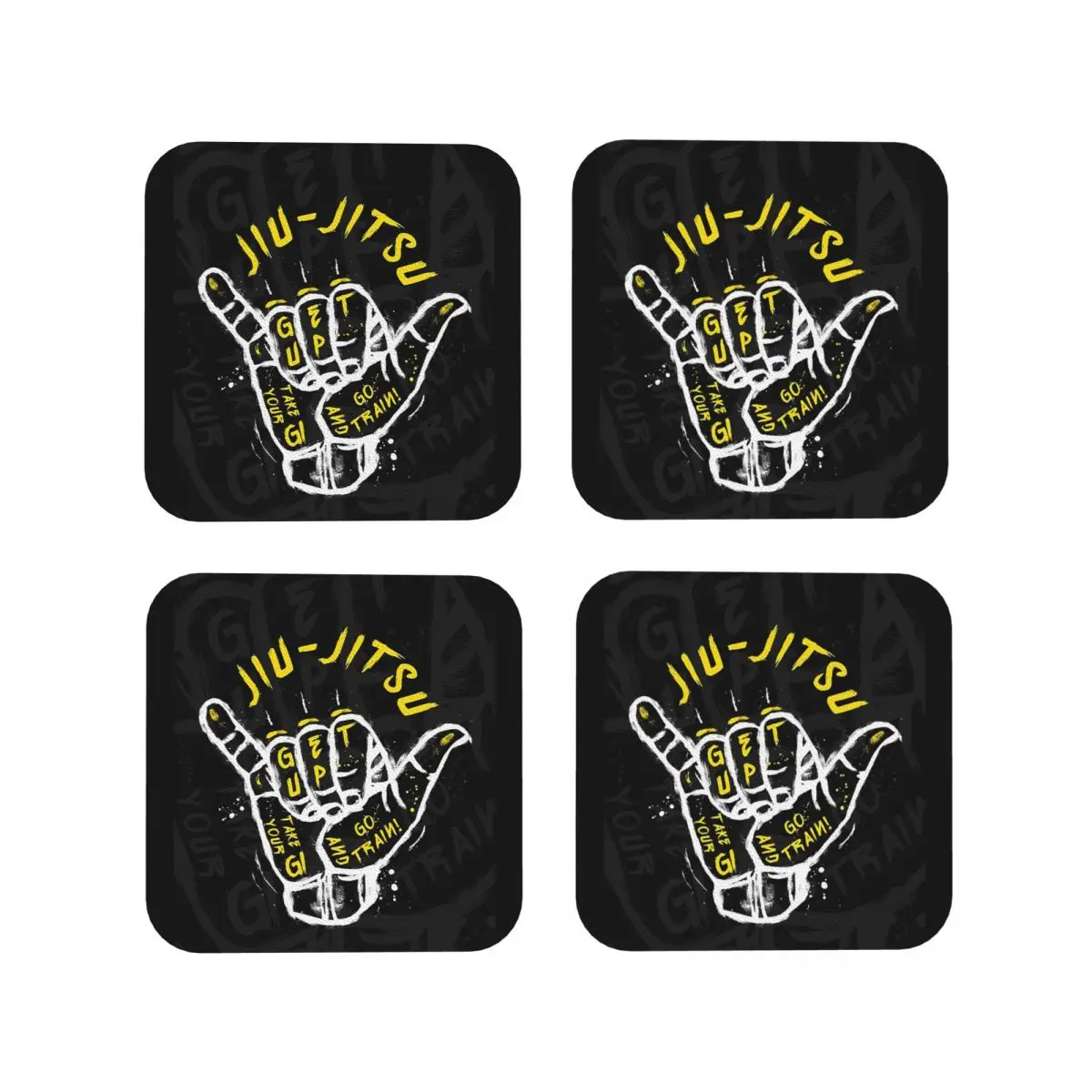 Jiu-jitsu. Go Train Coasters Kitchen Placemats Non-slip Insulation Cup Coffee Mats For Decor Home Tableware Pads Set of 4