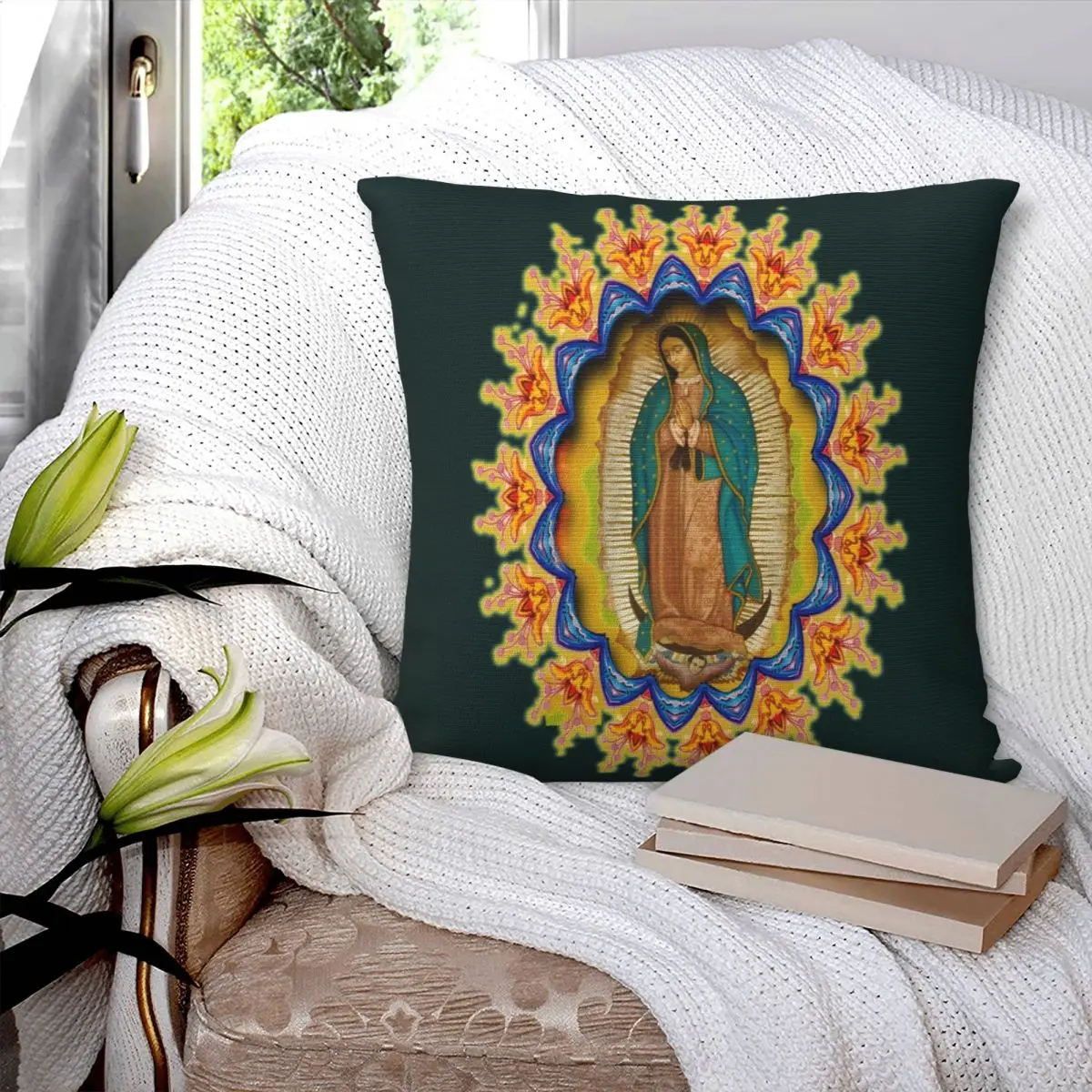 Our Lady Of Guadalupe Virgin Mary Pillowcase Printing Polyester Cushion Cover Decoration Pillow Case Cover Home Square 45*45cm