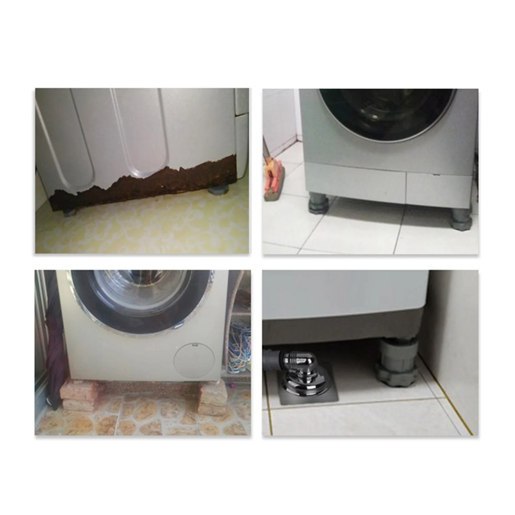 AS94-8PC Adjustable Heighten Washing Machine Anti Vibration Pad Shock Non Slip Feet Mat Fridge Floor Furniture Protector-Gray