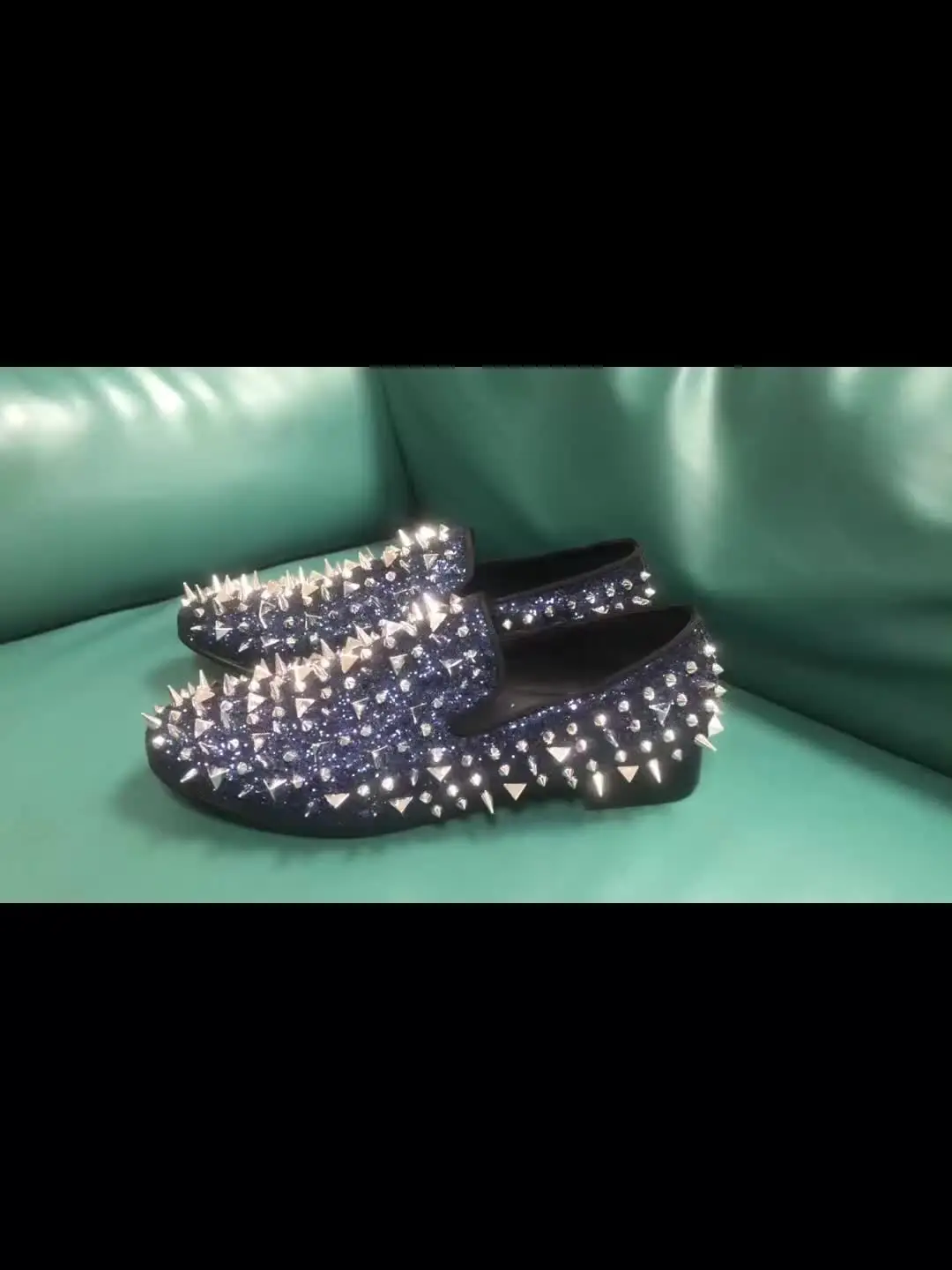 blue spike dress shoes Amazon.com | Men's Vintage Spike Rhinestone Designer Classic Smoking Dress Fashion Loafers Slip On Shoes EXOTIC-02 (Blue, us_Footwear_Size_System, Adult, Men, Numeric, Medium, Numeric_6_Point_5)