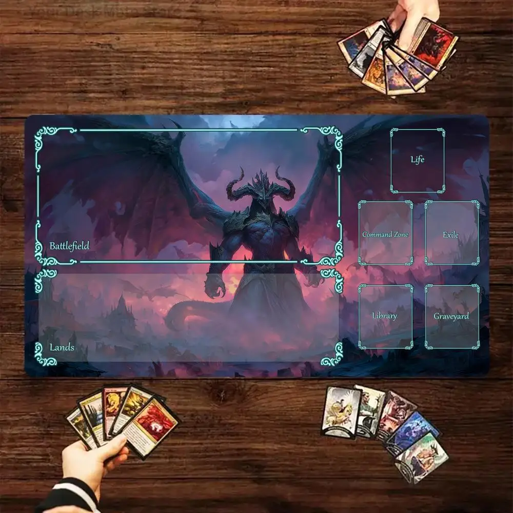

Magic Card Playmat with zone Fantasy demon theme MTG playmat gathering gaming mats Desk Mat Commander Battle playmat magic rug