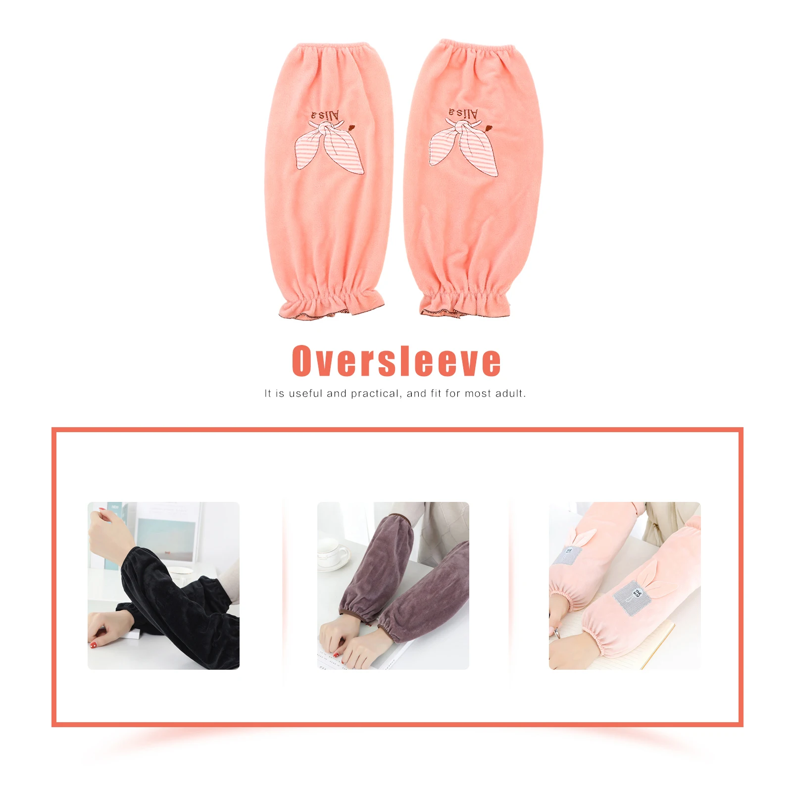 

Embroidered Fleece Long Sleeve Protectors Reusable Oversleeves Waterproof Guards Arm Cover for Home Factory Hairdressing