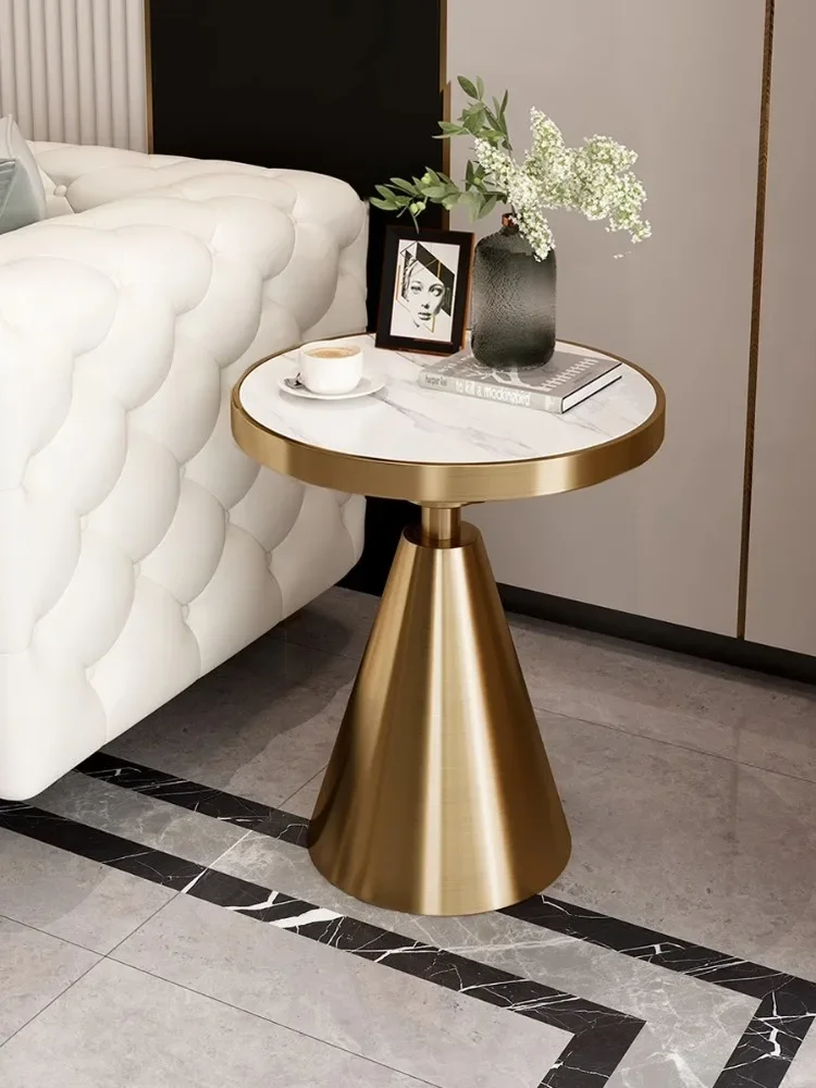 Nordic Small Coffee Tables Modern Living Room Mobile Round Table Rock Slab Tabletop Sofa Side Table Home  Luxury Furniture