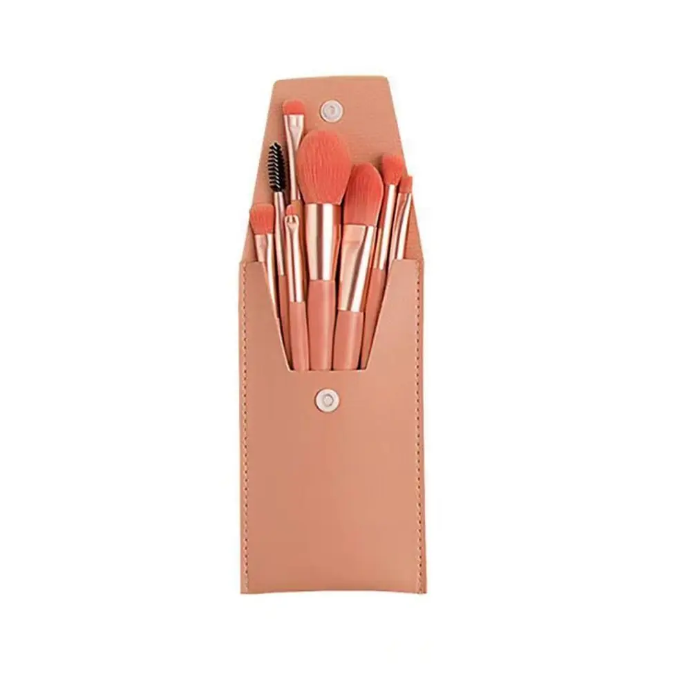Set of 8 Soft Bristle Make Up Brushes With Bag Premium Synthetic Eyeshadow Brush Eye Facial Beauty Foundation Brush