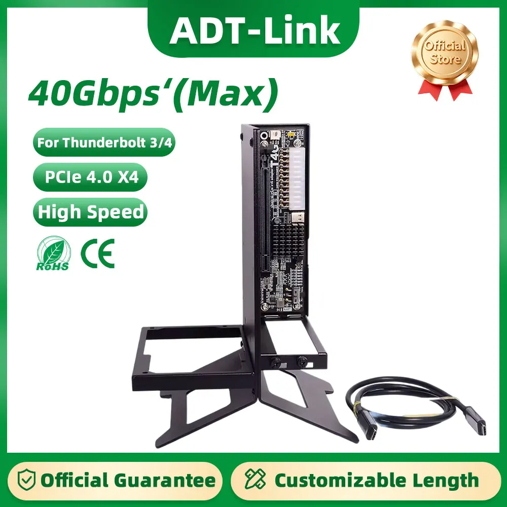 

Док-станция ADT-Link PCIE 3.0 для внешнего расширения Thunderbolt 3/4 eGPU поддерживает RTX20 и выше видеокарты U4G-BK8