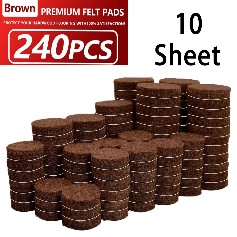 

240PC Felt Chair Leg Pads, Floor Protectors Furniture Legs Table Leg Covers Furniture Accessorie,Self Adhesive