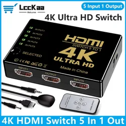 5 in 1 out HDMI Switch KVM Switcher HD 4K Video Switches Splitter 3X1 5x1 HDMI Switcher Hub Adapter for Xbox PS4 DVD HDTV PC