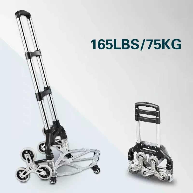 Cart Trolley Folding Cart 75kg All Terrain Stair Climbing Cart Hand Truck with Bungee Cord Portable Wagon Trolley with Bag