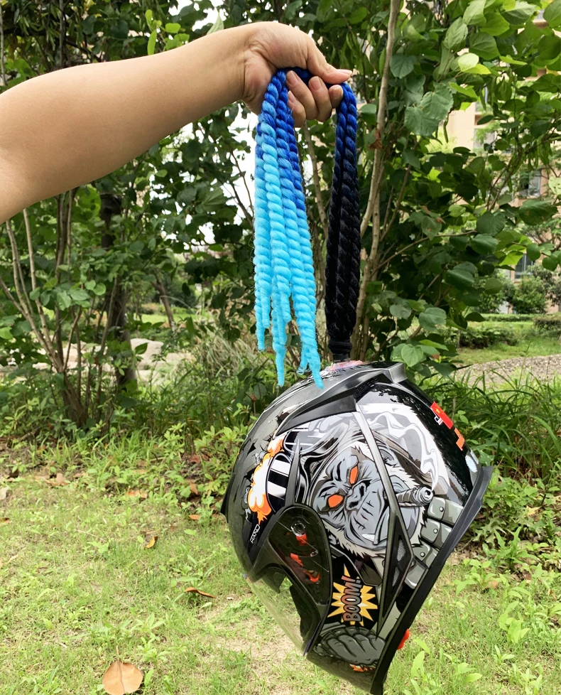 2023 New Motorcycle Helmet Braids Woman Braids Wig For Motorbike Helmets Multicolor Twist Dual Pigtail Ponytail With Sucker