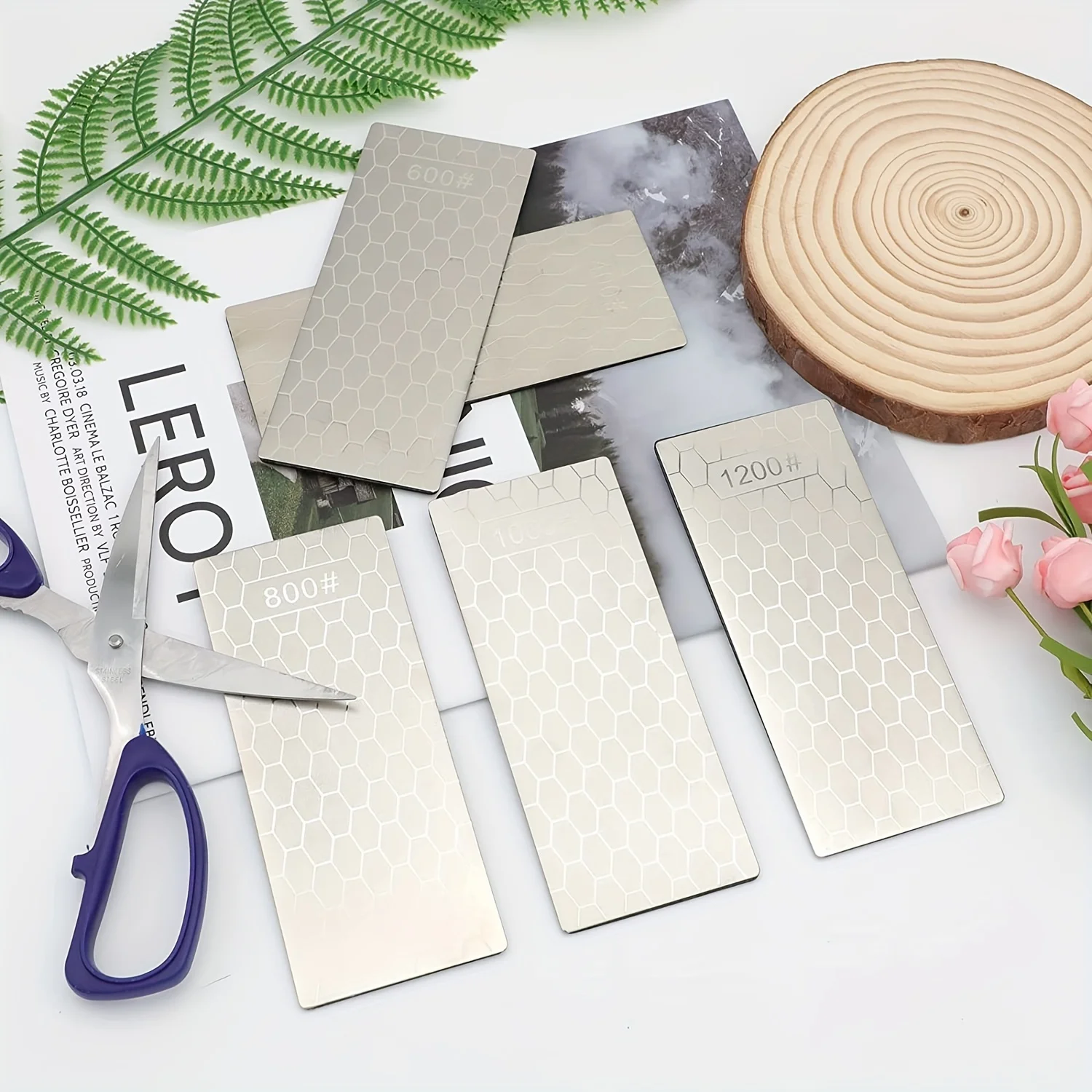 Diamond Sharpening Stone, Knife Sharpening Stone with Extra Fine/Coarse Plate and Non-slip Base