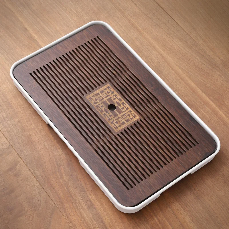 Chinese Solid Wooden Tea Tray Teaware Kung Fu Tea Set Carving Table Drawer Type Storage Drainage Tea Board Vintage Home Decor