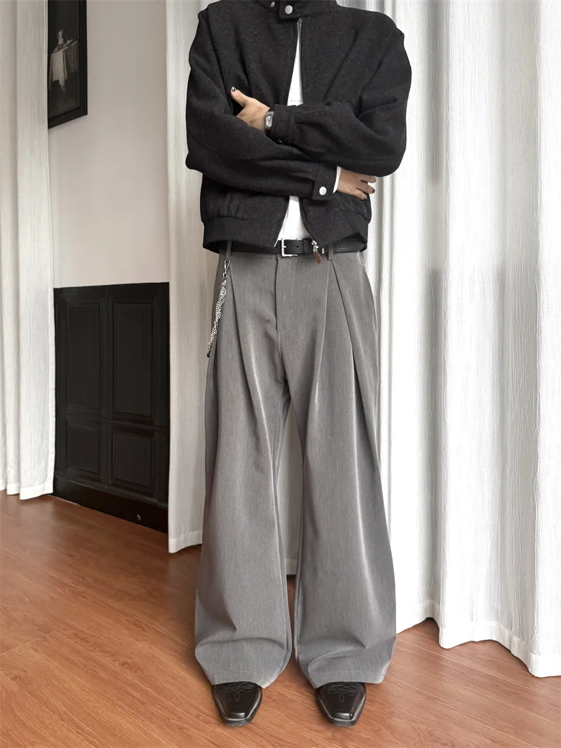 

Мужские брюки American Sle, осенне-зимние, новые, с эффектом Cleanfit, драпированные, широкие, свободные, прямые, в западном стиле, прямого кроя, INS...