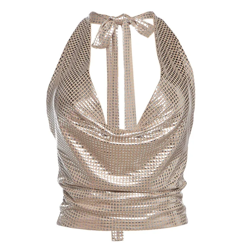 

Костюм для танца на пилоне по индивидуальному заказу, индивидуальный костюм для девочек с блестками, качающийся воротник, висящий жилет на шее, женский плиссированный укороченный топ