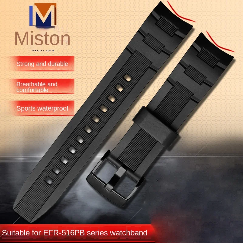 EFR516 rubber strap 22mm for Casio Ediice 5066 EFR-516PB EFR-516 watch strap waterproofed curved men's efr516 silicone wristband