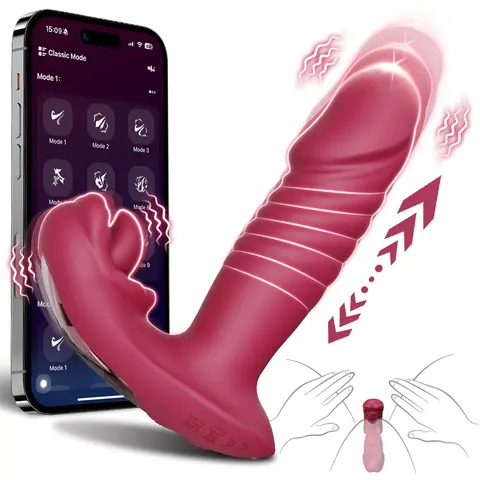 Thrusting Dildo Wearable Vibrator Sex Toys for Women - Vibrating Panties Egg APP Remote Control G Spot Clitoral Tongue Vibrators
