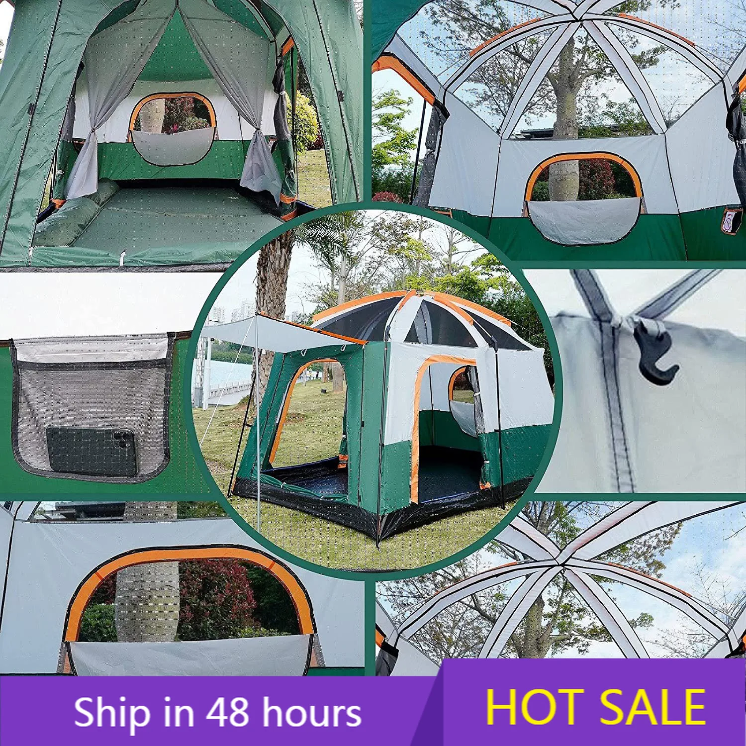 

Aitop Extra Large Tent Outdoor Family Camping Tent for 6-12 People with Large Space for Family Hiking Picnic Large CabinTent