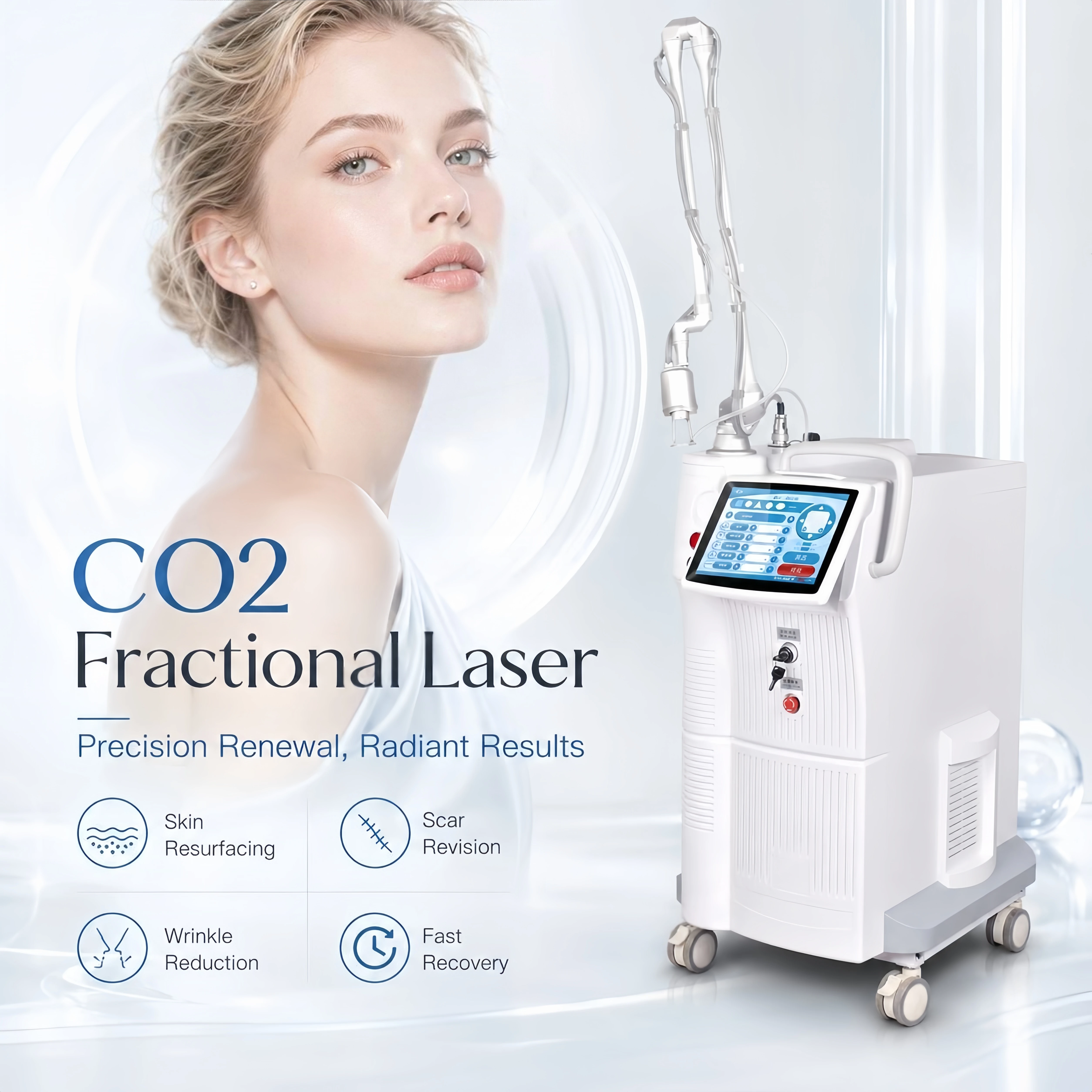 CO2 Lase Fractional Beauty Equipment Acne Scar Pigment Treatment Skin Rejuvenation Stretch Marks Repair Device