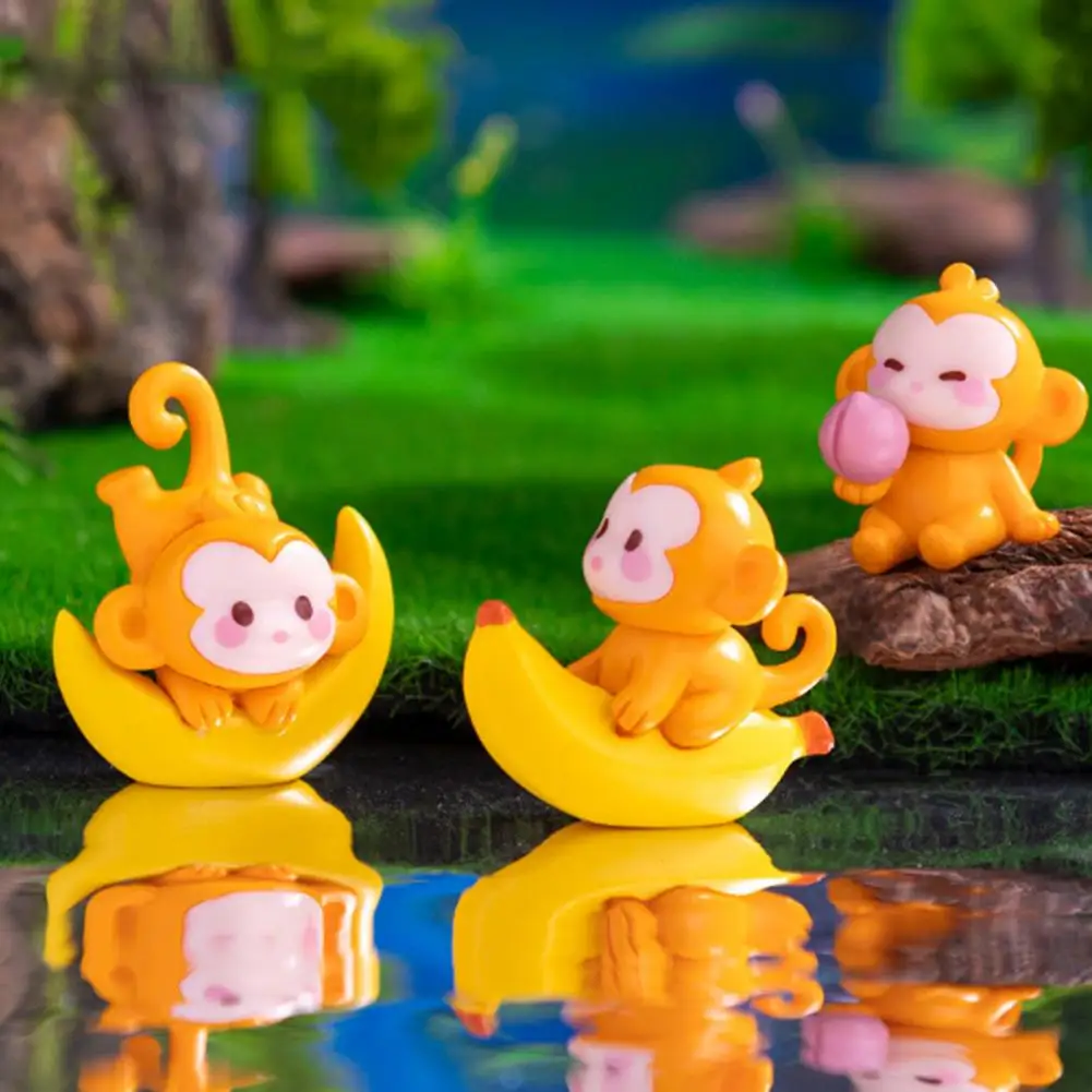 4 Pcs Monkey Miniatures Resin Mini Monkey Figurines Cartoon Miniature Monkey Statues for Desk DIY Micro Landscaping Ornaments - Image 3