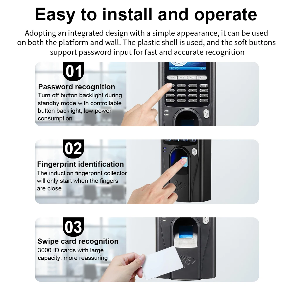 Sistema de Control de acceso Rfid de tiempo de asistencia IP TCP, reloj de tiempo de asistencia con huella dactilar, grabadora, Software gratuito, SDK basado en Web en la nube