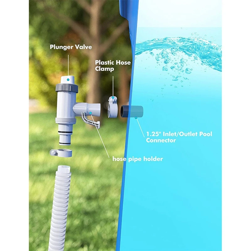 ABUP-Poolschlauchadapter, Poolschlauchhalter und Kolbenventil, Pool-Ersatzteile für oberirdische Pools