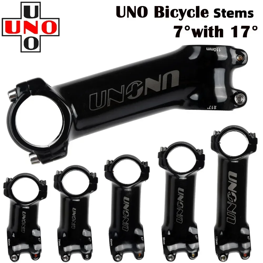 UNO Light Black Stems Bike Ultralight 7 17 Degree MTB Road Stem Fork 28.6 31.8mm 60/70/80/90/100/110/120/130mm Bicycle Riser