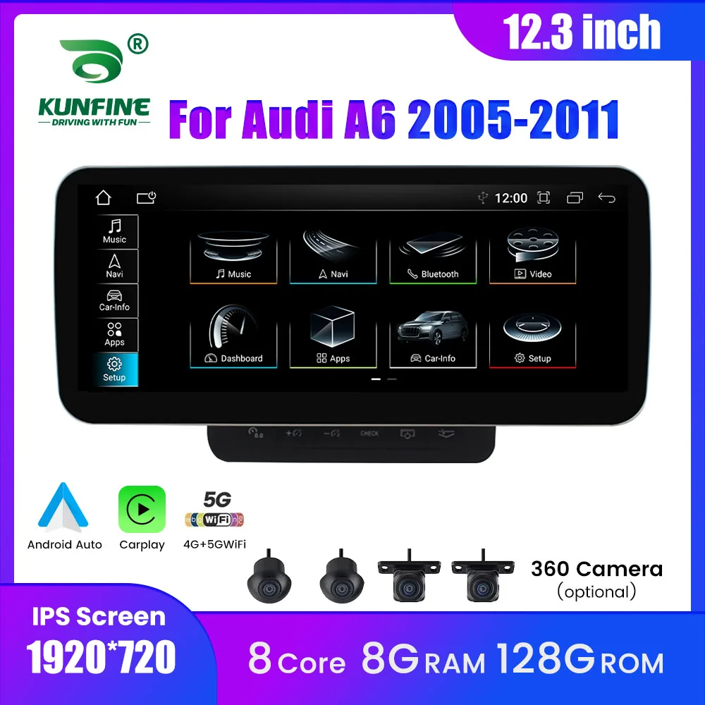 12.3 Inch Android Car Radio For Audi A6 2005-2011 GPS Navigation Multimedia Player Audio Stereo Carplay Bluetooth Head  Unit 