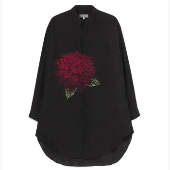 FANTASTION 꽃 프린트 셔츠, UNSIEX 오버사이즈 긴팔, 하와이안 셔츠, 한국 동대문 상의, 신상 