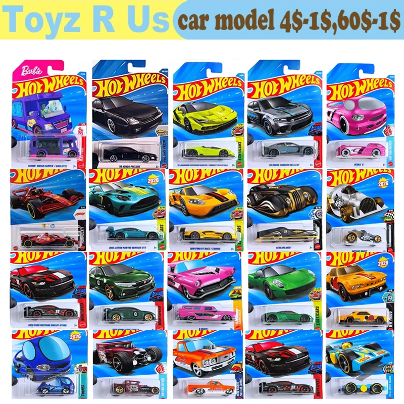2026F Hot Wheels Original Carrinhos de Brinquedo para Meninos, Modelo Diecast 1/64, Chevy Honda Civic Aston Martin Ford GT Dodge Charger Hellcat, Presente