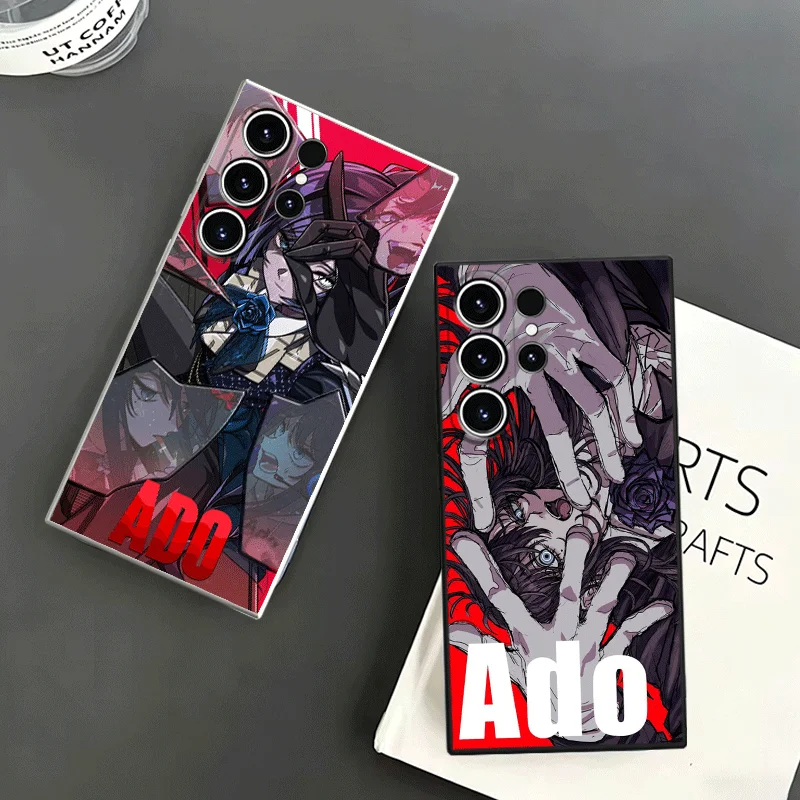 Ado Cartoon K-Kyogen X Uta Soft Phone Case For Samsung S24 S25 S26 Ultra S23 S22 Plus S21 S20 FE Edge + Black White Couple Cover
