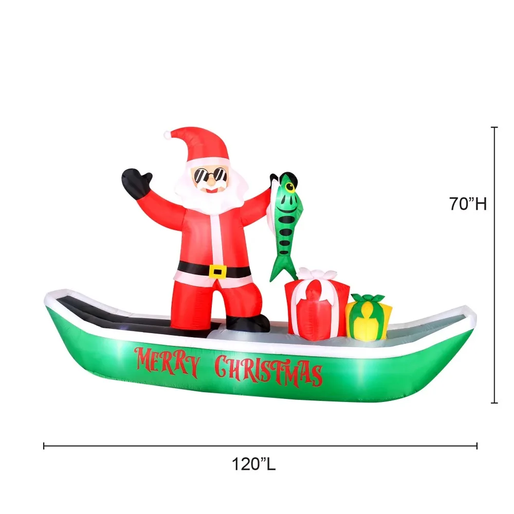 Christmas Gift 10Ft Tall Fishing Santa Inflatable Outdoor Decor Christmas Decoration Liquidations Decorations 2024 Tree Event