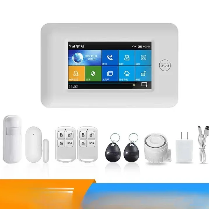 For Full Touch GSM Anti-Theft Alarm Host Graffiti WiFi App Dual Network Alarm System Sensor