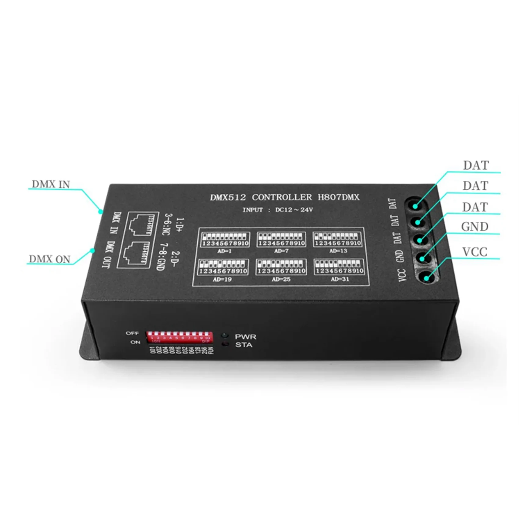 

ABXF-4X DMX512 H807 RGB светодиодный контроллер DMX WS2811 WS2812B WS2813 пикселей контроллер светодиодных лент DMX сценический светильник 1024 пикселей